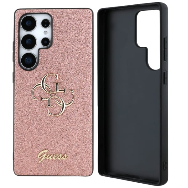 Etui Guess Fixed Glitter Big 4G Metal    Logo do Samsung Galaxy S25 Ultra różowy