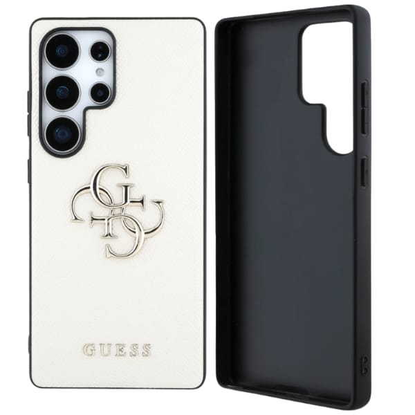 Etui Guess Grained Big 4G Logo Small     Classic Logo do Samsung Galaxy S25 Ultra beżowy