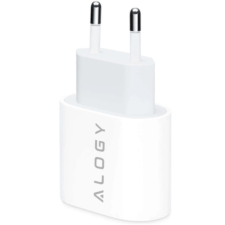 Ładowarka sieciowa szybka 30W USB-C USB typ C GaN PD do iPhone kostka Alogy Biała