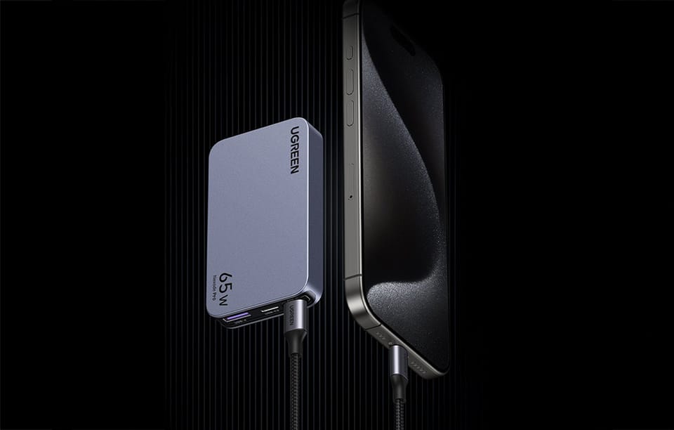 Płaska ładowarka sieciowa Ugreen Nexode Pro 65W, GaN, 2x USB-C + USB