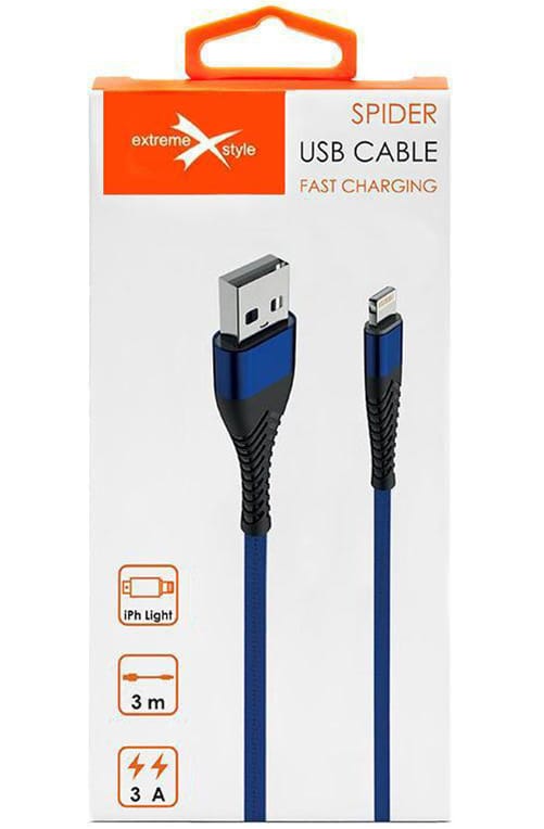 Kabel Lightning z oplotem Spider (3 m, niebieski)