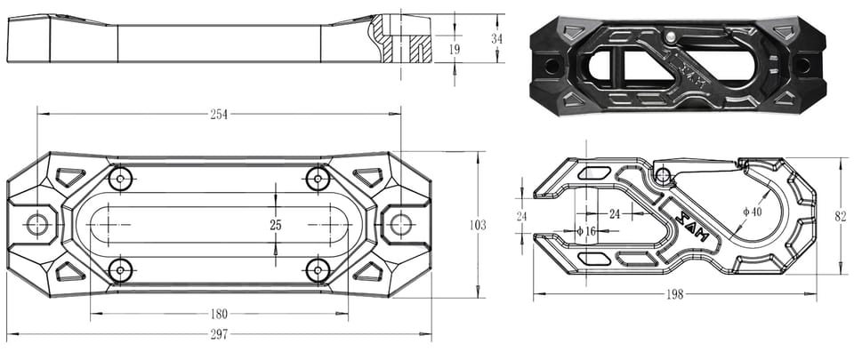 Prowadnica aluminiowa z hakiem 4x4 do wyciągarki. Ślizg Husar