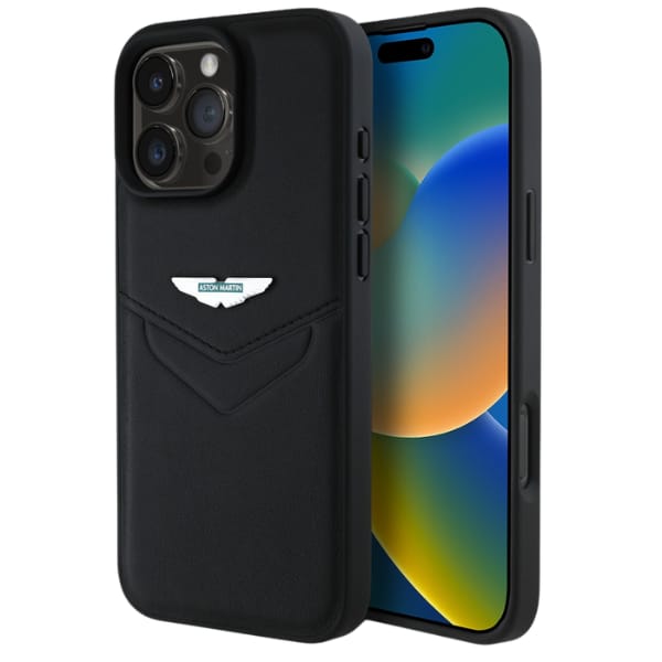 Etui Aston Martin HC Leather Victory     Design do iPhone 16 Pro Max czarny