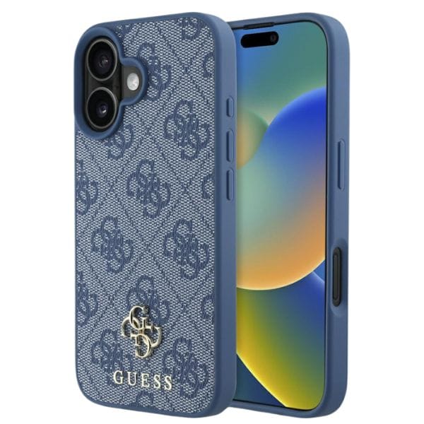 Etui Guess HC PU 4G Small 4G and Classic do iPhone 16 MagSafe niebieski
