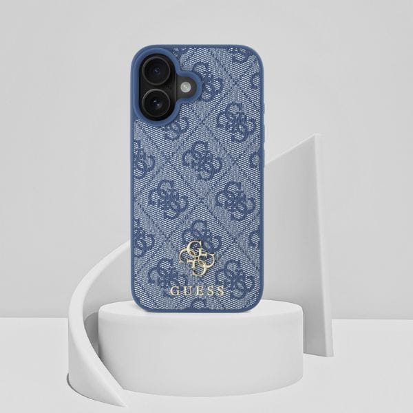 Etui Guess HC PU 4G Small 4G and Classic do iPhone 16 MagSafe niebieski