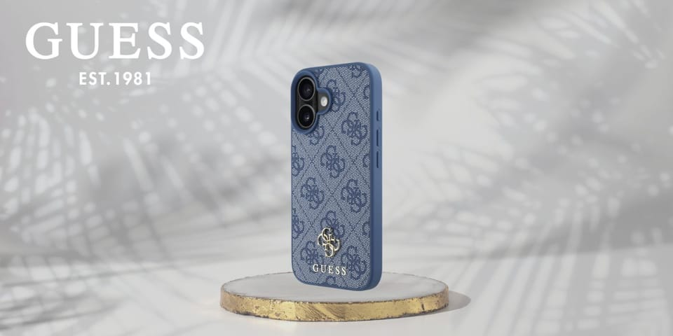 Etui Guess HC PU 4G Small 4G and Classic do iPhone 16 MagSafe niebieski