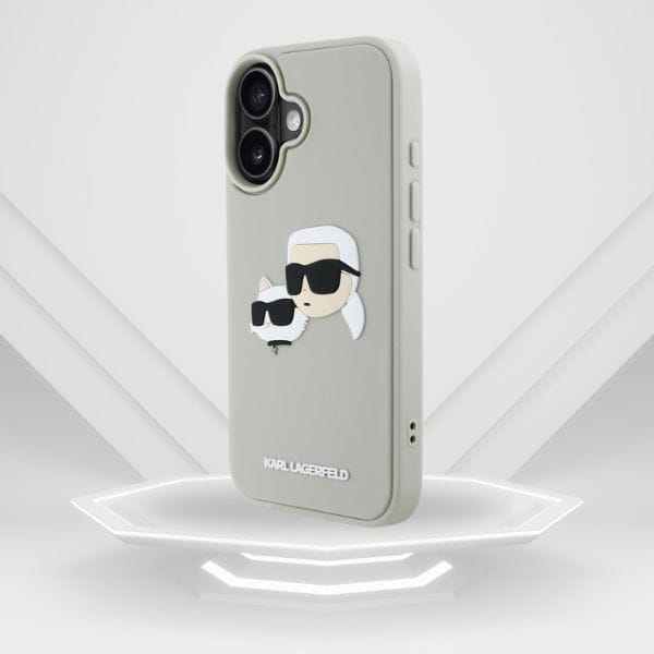 Etui Karl Lagerfeld HC 3D Rubber Double  Heads do iPhone 16 beżowy