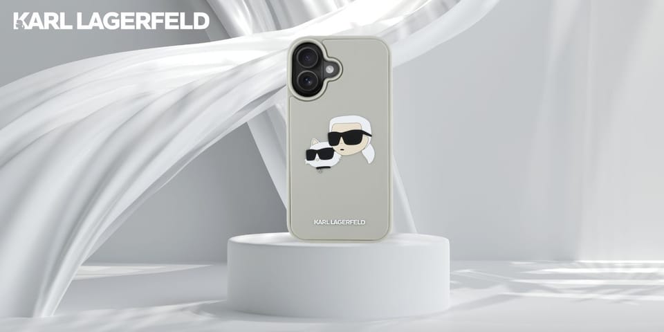 Etui Karl Lagerfeld HC 3D Rubber Double  Heads do iPhone 16 beżowy