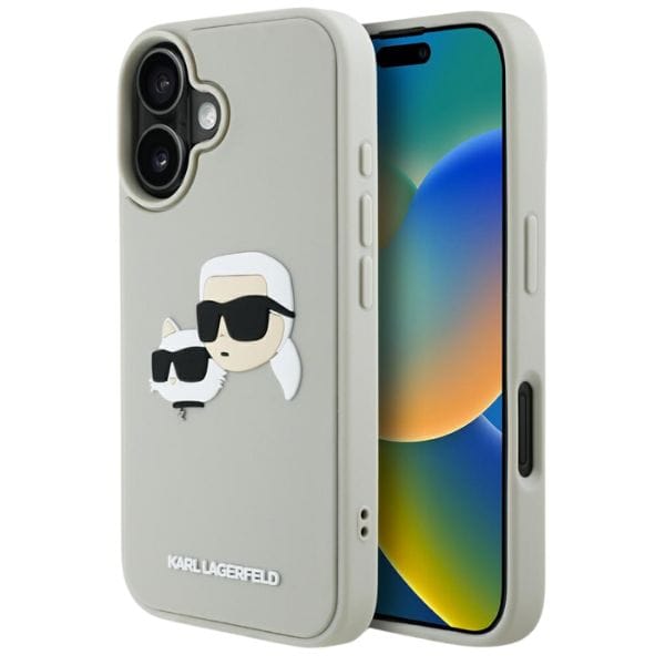 Etui Karl Lagerfeld HC 3D Rubber Double  Heads do iPhone 16 beżowy