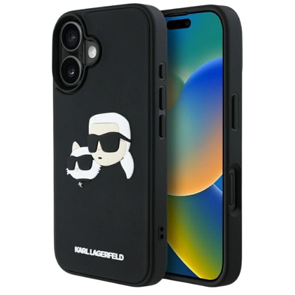 Etui Karl Lagerfeld HC 3D Rubber Double  Heads do iPhone 16 czarny