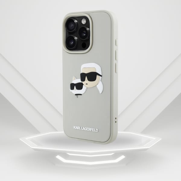 Etui Karl Lagerfeld HC 3D Rubber Double  Heads do iPhone 16 Pro Max beżowy