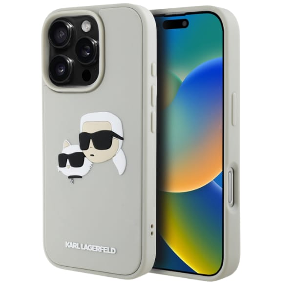 Etui Karl Lagerfeld HC 3D Rubber Double  Heads do iPhone 16 Pro Max beżowy