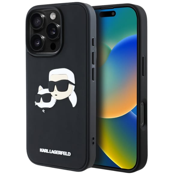 Etui Karl Lagerfeld HC 3D Rubber Double  Heads do iPhone 16 Pro czarny