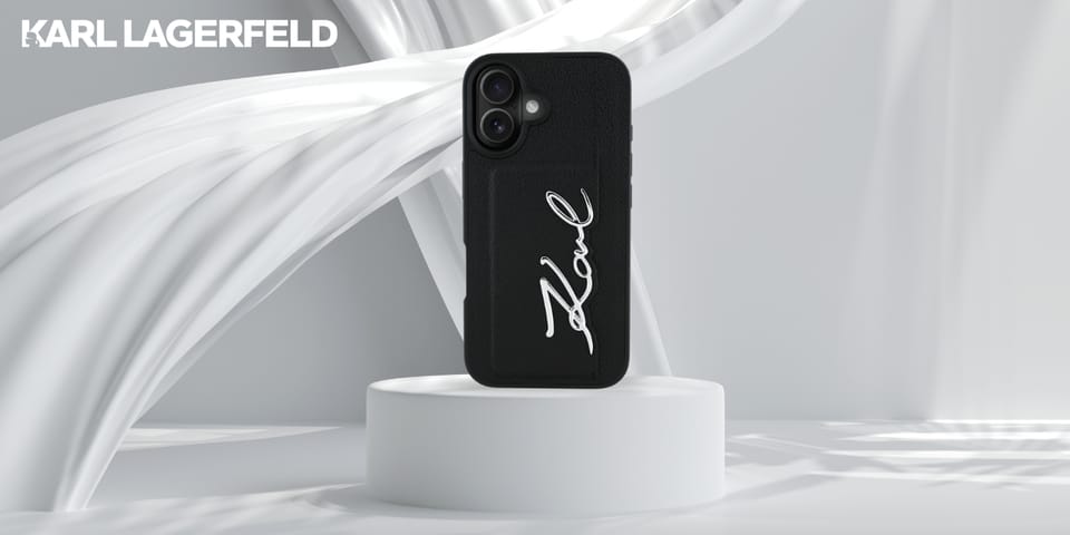 Etui Karl Lagerfeld HC Grained PU Cardslot Metal Signature do iPhone 16 czarny