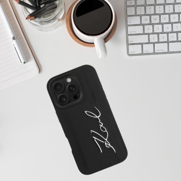 Etui Karl Lagerfeld HC Grained PU        Cardslot Metal Signature do iPhone 16 Pro czarny
