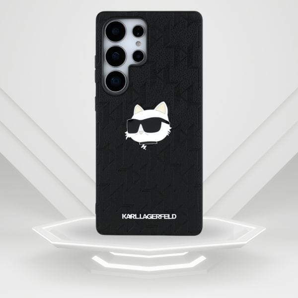 Etui Karl Lagerfeld Leather Monogram Pin Logo Choupette Head do Samsung Galaxy S25 Ultra czarny