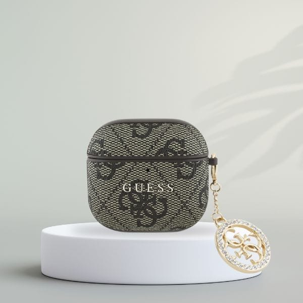 Etui Guess 4G Strass Charm do AirPods 4  brązowy