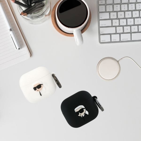Etui Karl Lagerfeld 3D Silicone NFT do   AirPods 4 biały