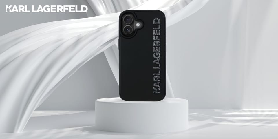 Etui Karl Lagerfeld HC 3D Rubber         Elongated Glitter do iPhone 16 czarny