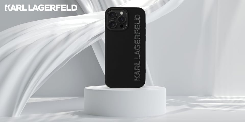 Etui Karl Lagerfeld HC 3D Rubber         Elongated Glitter do iPhone 16 Pro czarny