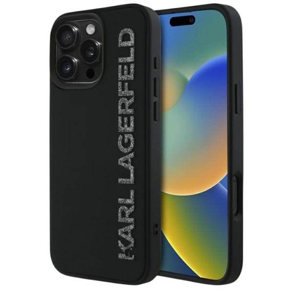 Etui Karl Lagerfeld HC 3D Rubber         Elongated Glitter do iPhone 16 Pro czarny