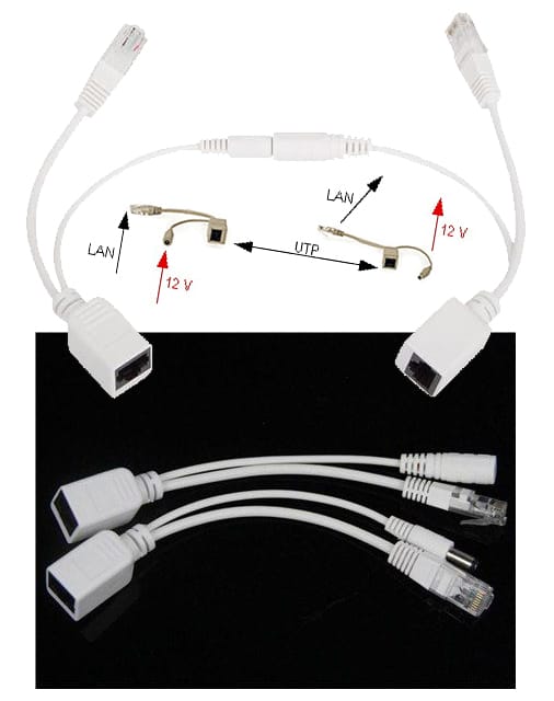 Adapter PoE zasilanie po skrętce 0.15m biały Gembird