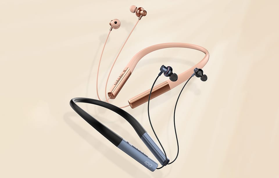 Słuchawki Bezprzewodowe Neckband LDNIO N01 Bluetooth 5.3 50h Różowe Złoto