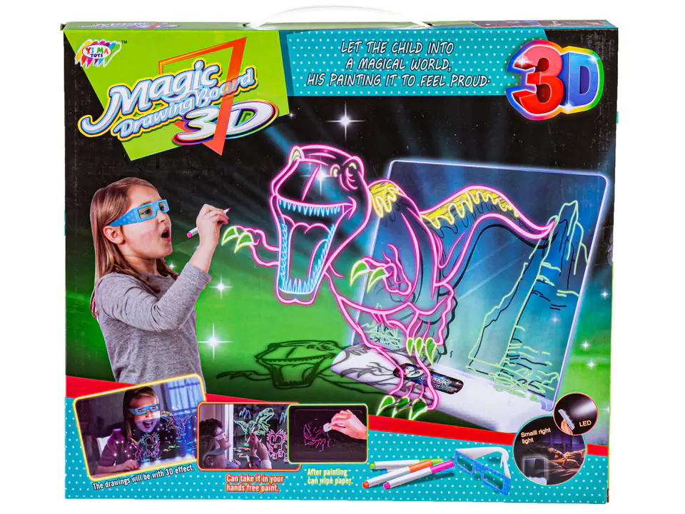 Magic Backlit Painting Board + 3D Glasses DINOSAURS