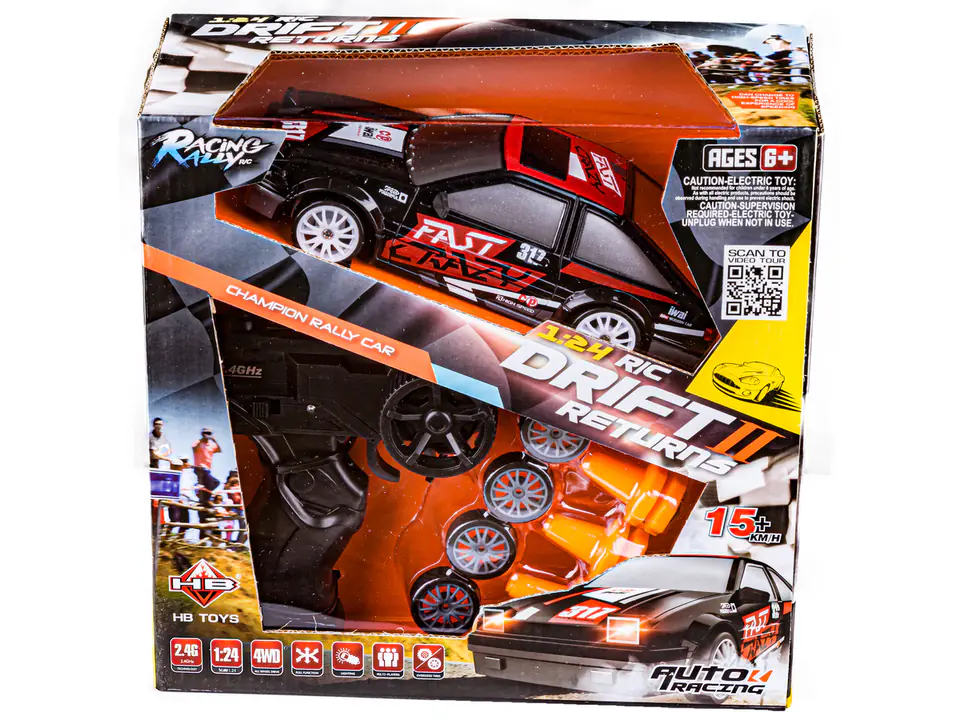 Drift Car, Auto RC Drift 1:24 2.4GHz 4WD BLACK