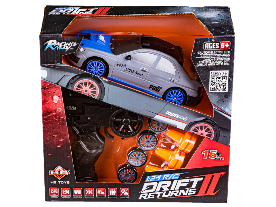 Drift Car, Auto RC Drift 1:24 2.4GHz 4WD SILVER