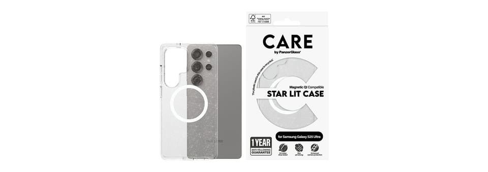 Etui CARE by PanzerGlass Flagship Urban  Combat StarLight White QI do Samsung Galaxy S25 Ultra przezroczysty