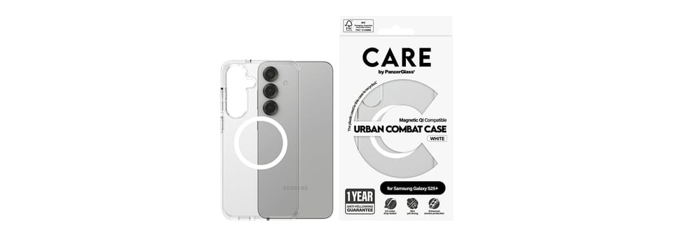 Etui CARE by PanzerGlass Flagship Urban  Combat White QI do Samsung Galaxy S25+ przezroczysty