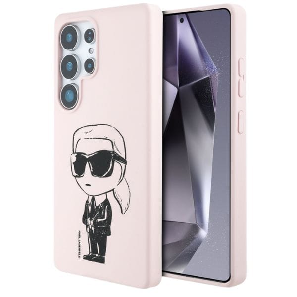 Etui Karl Lagerfeld Silicone Graffiti Ikonik Printed Logo MagSafe do Samsung Galaxy S25 Ultra różowy