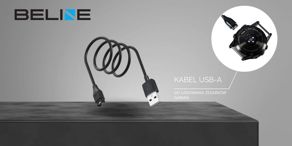 Kabel USB-A Beline do ładowania zegarków  Garmin 1m czarny