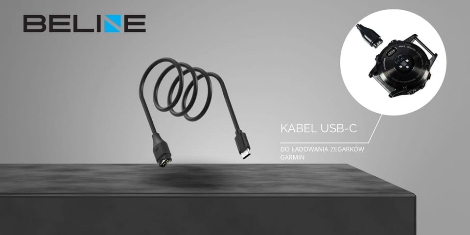 Kabel USB-C Beline do ładowania zegarków  Garmin 1m czarny