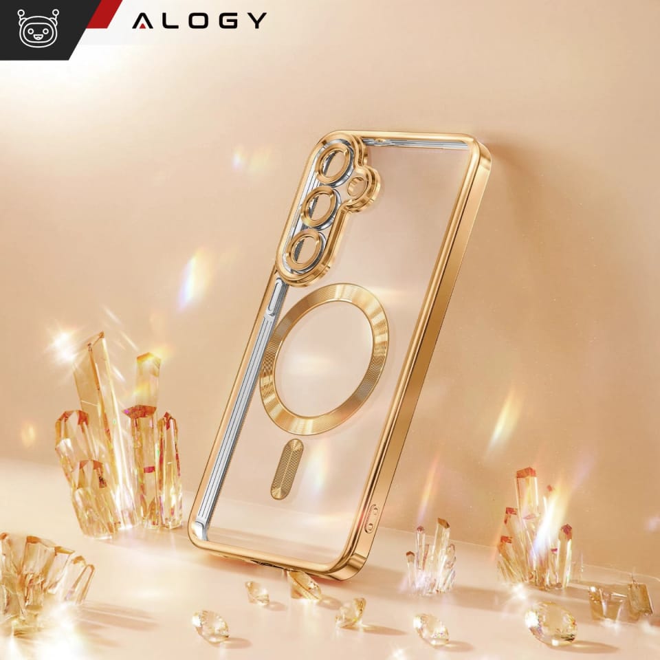 Etui do Samsung Galaxy S25 Alogy LuxeShield™️ Glamour Luxury Ring obudowa z osłoną aparatów Złote