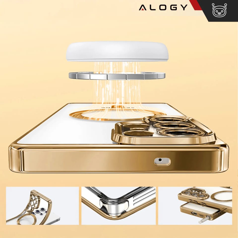 Etui do Samsung Galaxy S25 Ultra Alogy LuxeShield™️ Glamour Luxury Ring obudowa z osłoną aparatów Złote