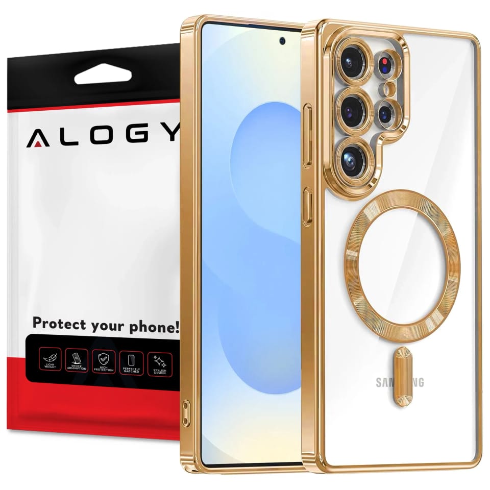 Etui do Samsung Galaxy S25 Ultra Alogy LuxeShield™️ Glamour Luxury Ring obudowa z osłoną aparatów Złote