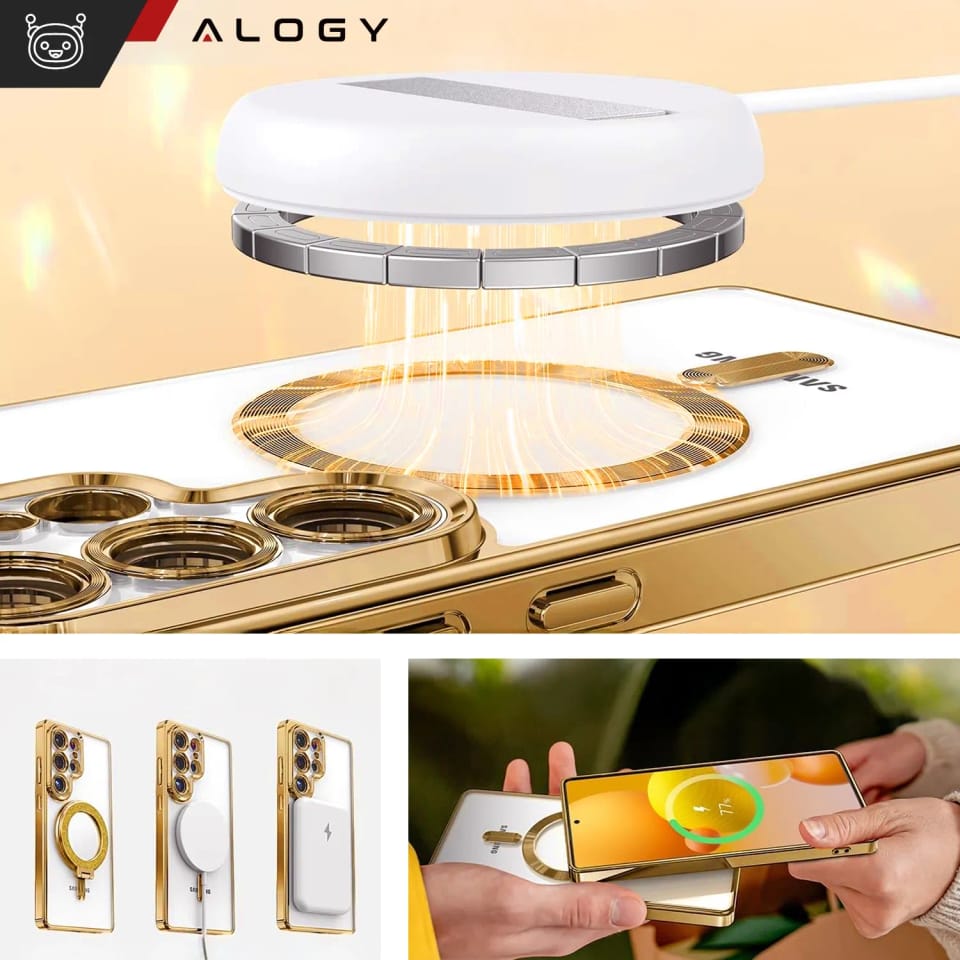 Etui do Samsung Galaxy S25 Ultra Alogy LuxeShield™️ Glamour Luxury Ring obudowa z osłoną aparatów Złote