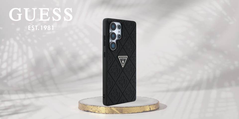 Etui Guess Hot Stamp 4G Pattern Triangle Metal Logo Samsung Galaxy S25 Ultra czarny