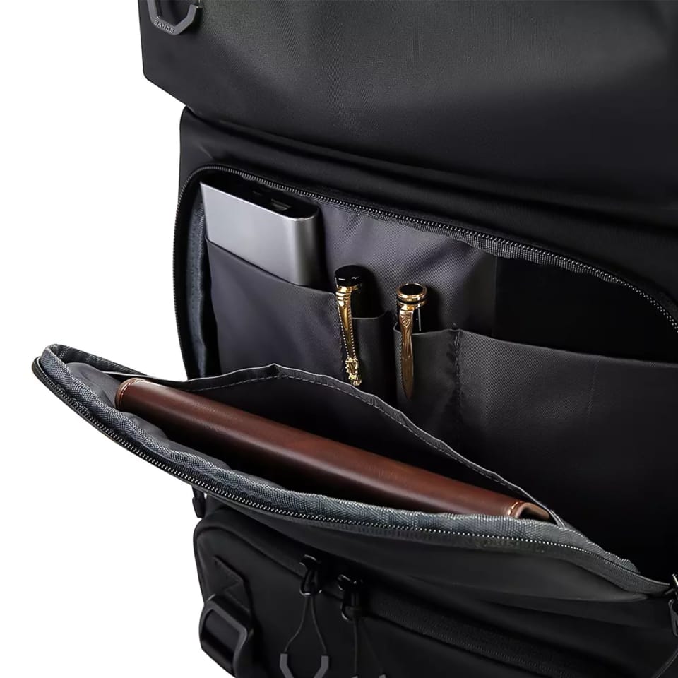 Plecak Antykradzieżowy wodoodporny Bange 30L miejski podróżny 51x32x20 cm do pracy samolotu męski damski z zamkiem szyfrowym i odpinaną saszetką Czarny