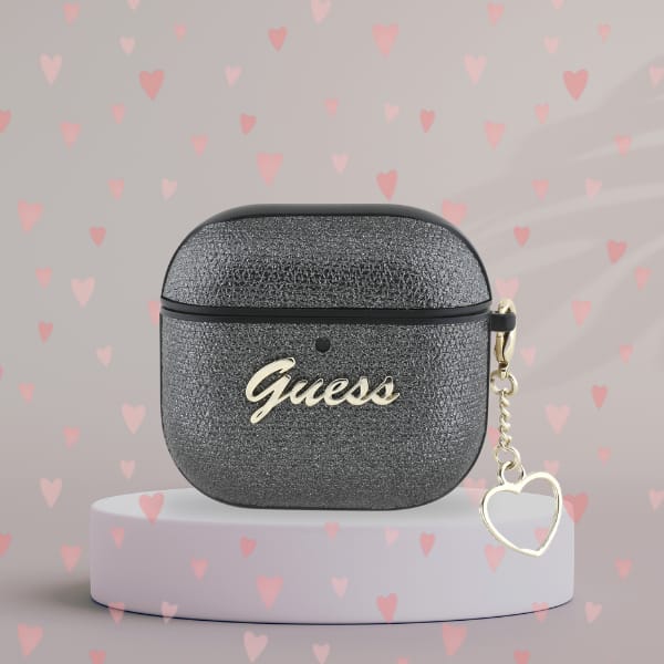 Etui Guess Metallic Script Charm do      AirPods 4 czarny