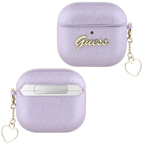 Etui Guess Metallic Script Charm do      AirPods 4 fioletowy