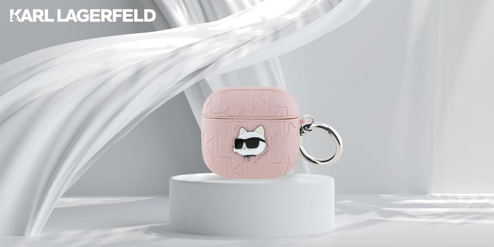Etui Karl Lagerfeld Monogram Choupette   Head do AirPods 4 różowy