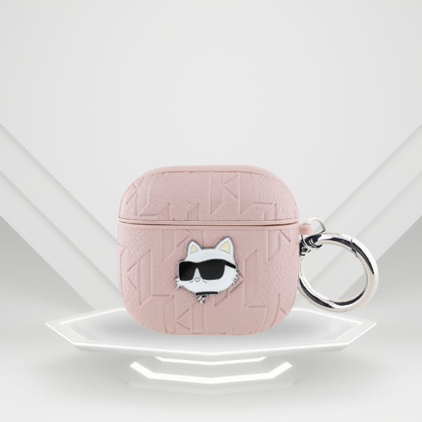 Etui Karl Lagerfeld Monogram Choupette   Head do AirPods 4 różowy