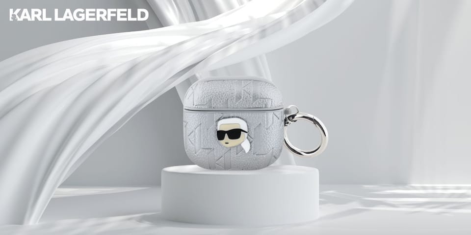 Etui Karl Lagerfeld Monogram Karl Head   do AirPods 4 srebrny