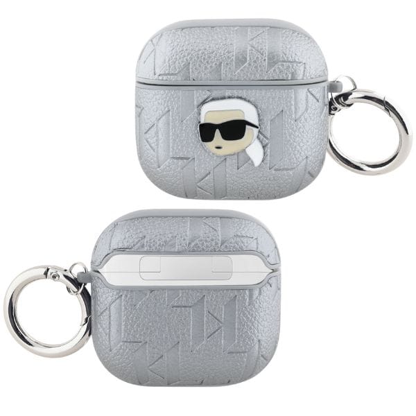 Etui Karl Lagerfeld Monogram Karl Head   do AirPods 4 srebrny