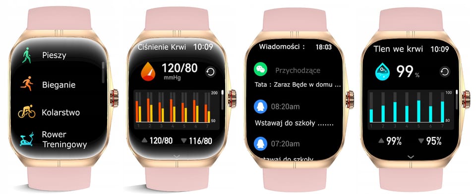 Smartwatch AMOLED Menu PL wodoodporny, multifunkcyjny