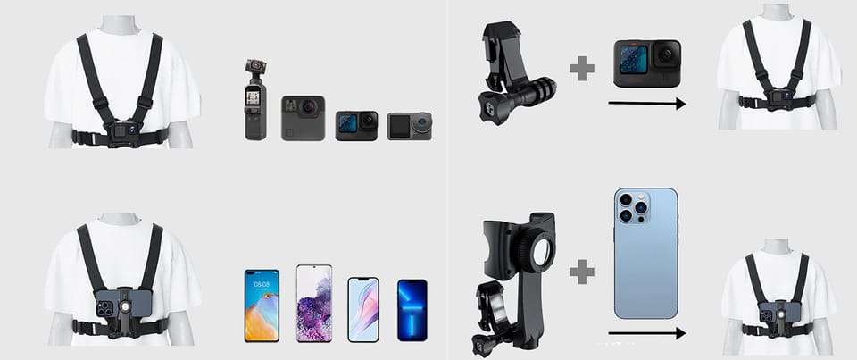 Szelki sportowe uniwersalne, do telefonu i GoPro Obrotowy uchwyt MC-294