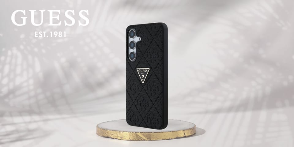 Etui Guess Hot Stamp 4G Pattern Triangle Metal Logo do Samsung Galaxy S25 czarny